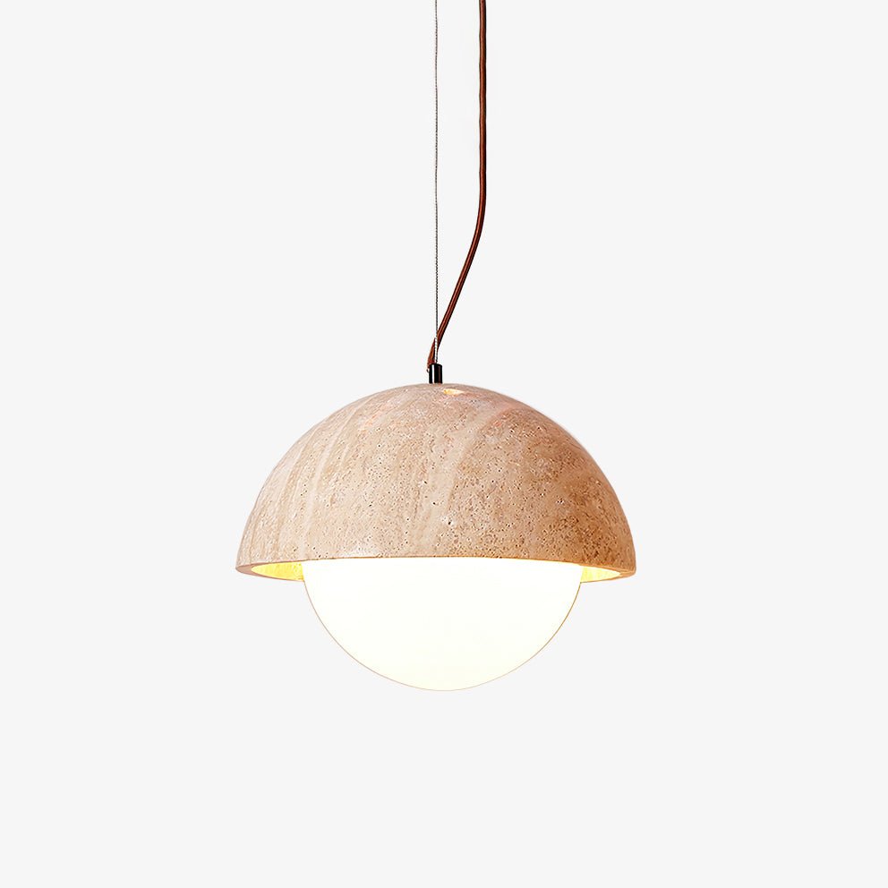 Avdoraris halfronde hanglamp van travertin