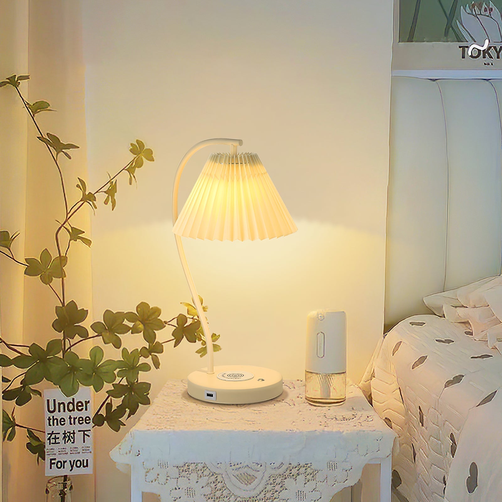 Sano Moderne Scandinavische Gebogen Keramiek/Stof Metaal Tafellamp Wit/Beige Slaapkamer/Woonkamer
