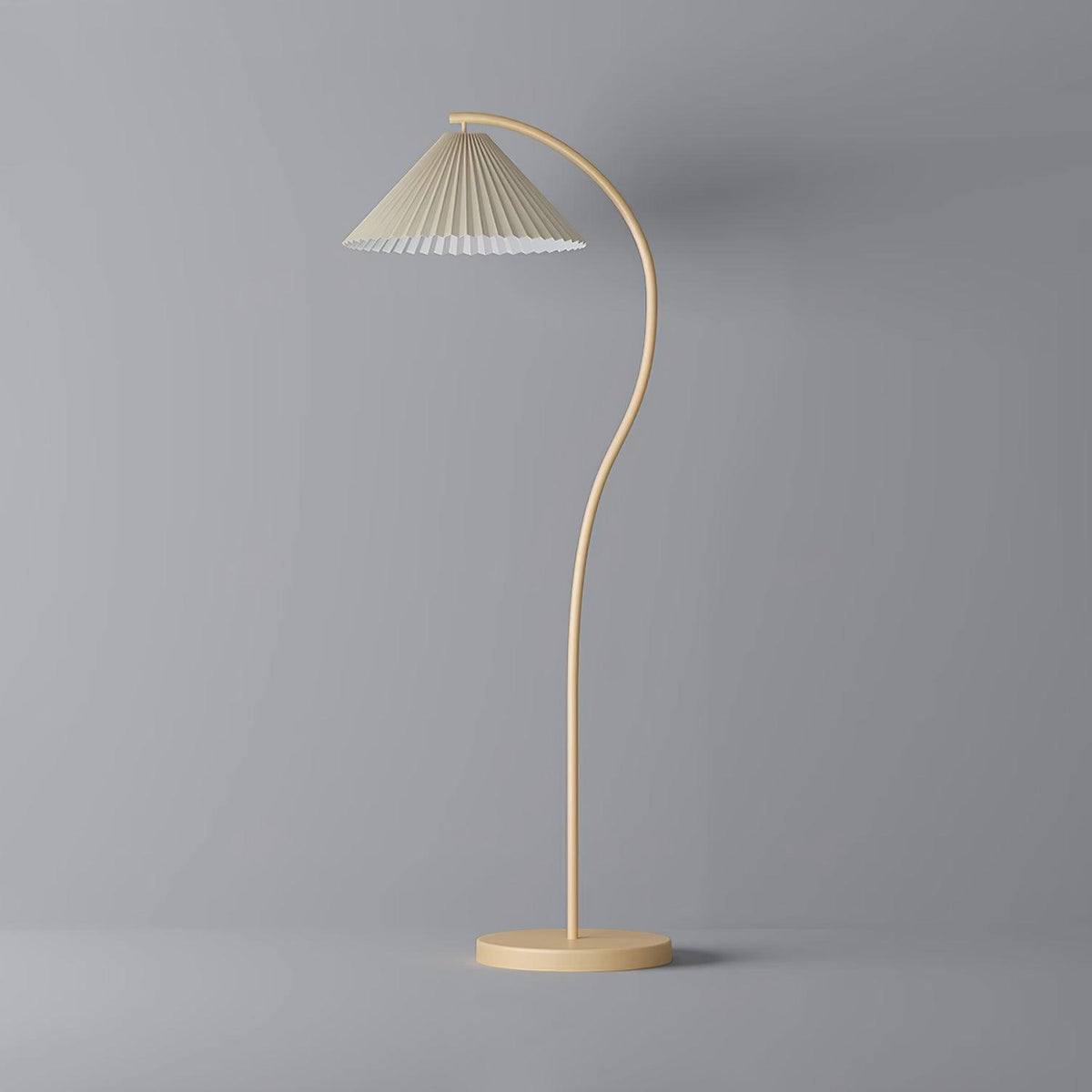 Fyrel minimalistisch vloerlamp van textiel in crème en lichtgeel