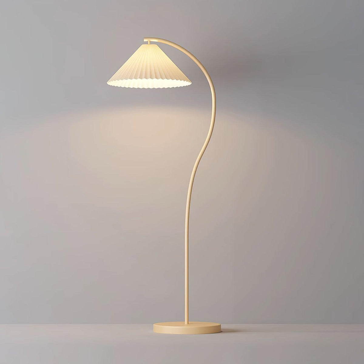 Fyrel minimalistisch vloerlamp van textiel in crème en lichtgeel