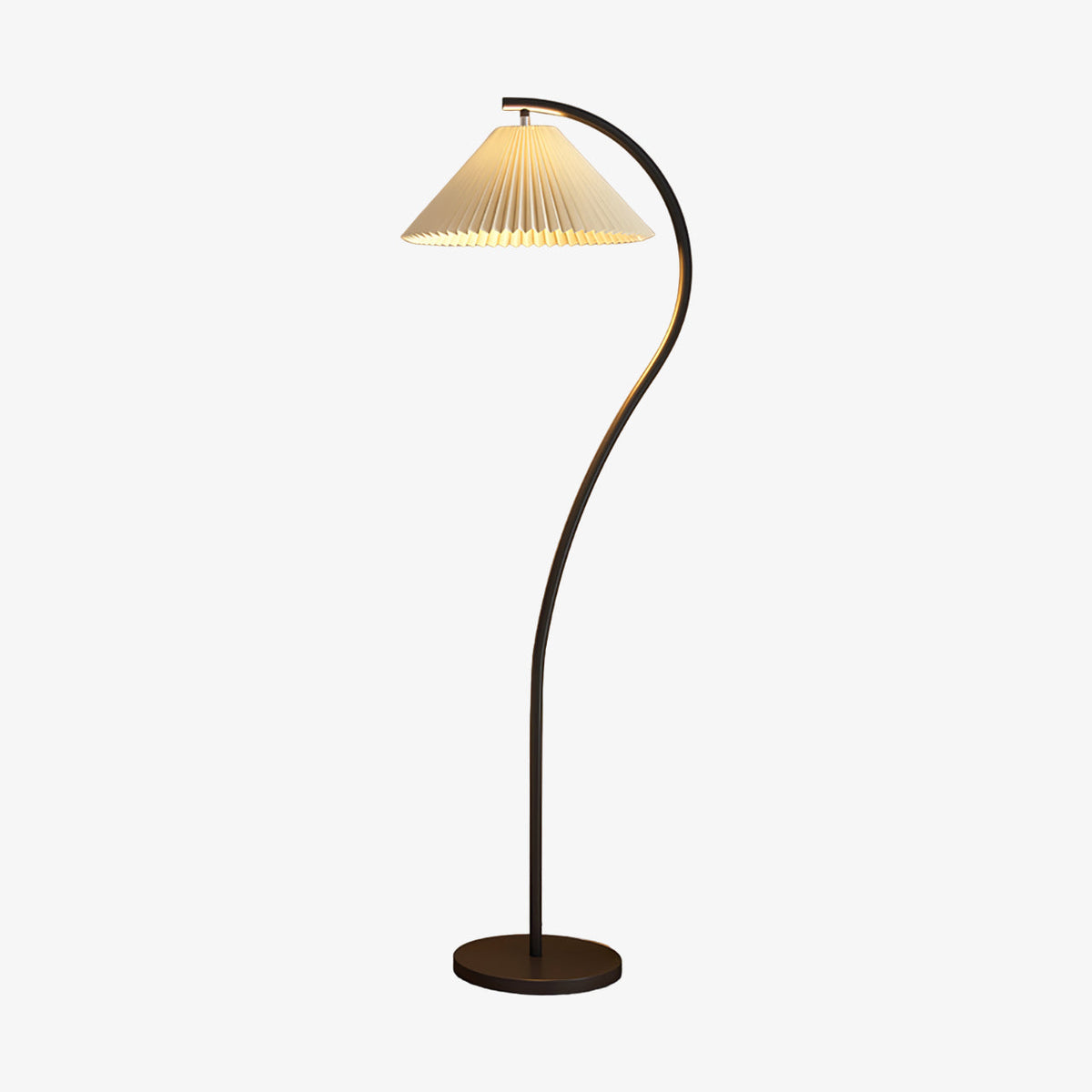 Fyrel minimalistisch vloerlamp van textiel in crème en lichtgeel