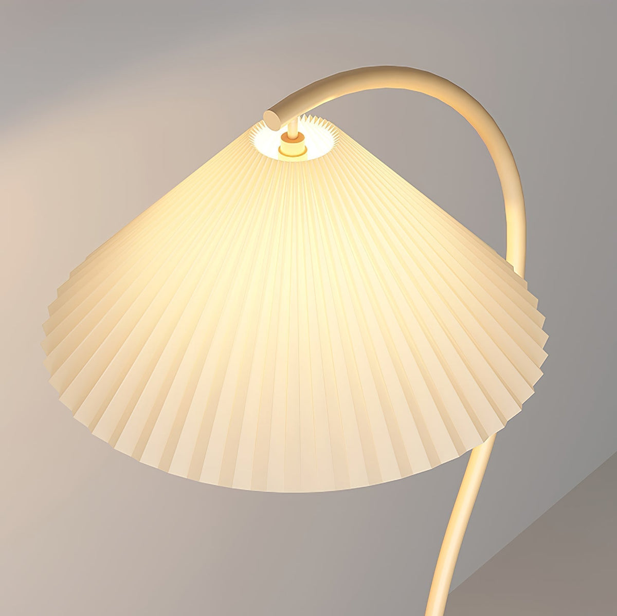 Fyrel minimalistisch vloerlamp van textiel in crème en lichtgeel