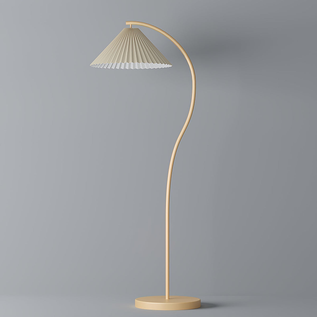 Fyrel minimalistisch vloerlamp van textiel in crème en lichtgeel