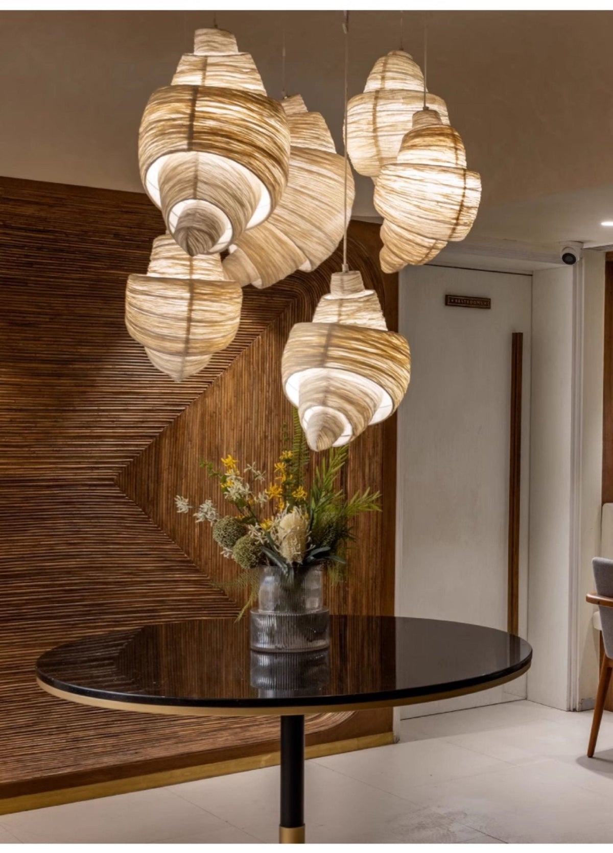 Croissant hanglamp van stof