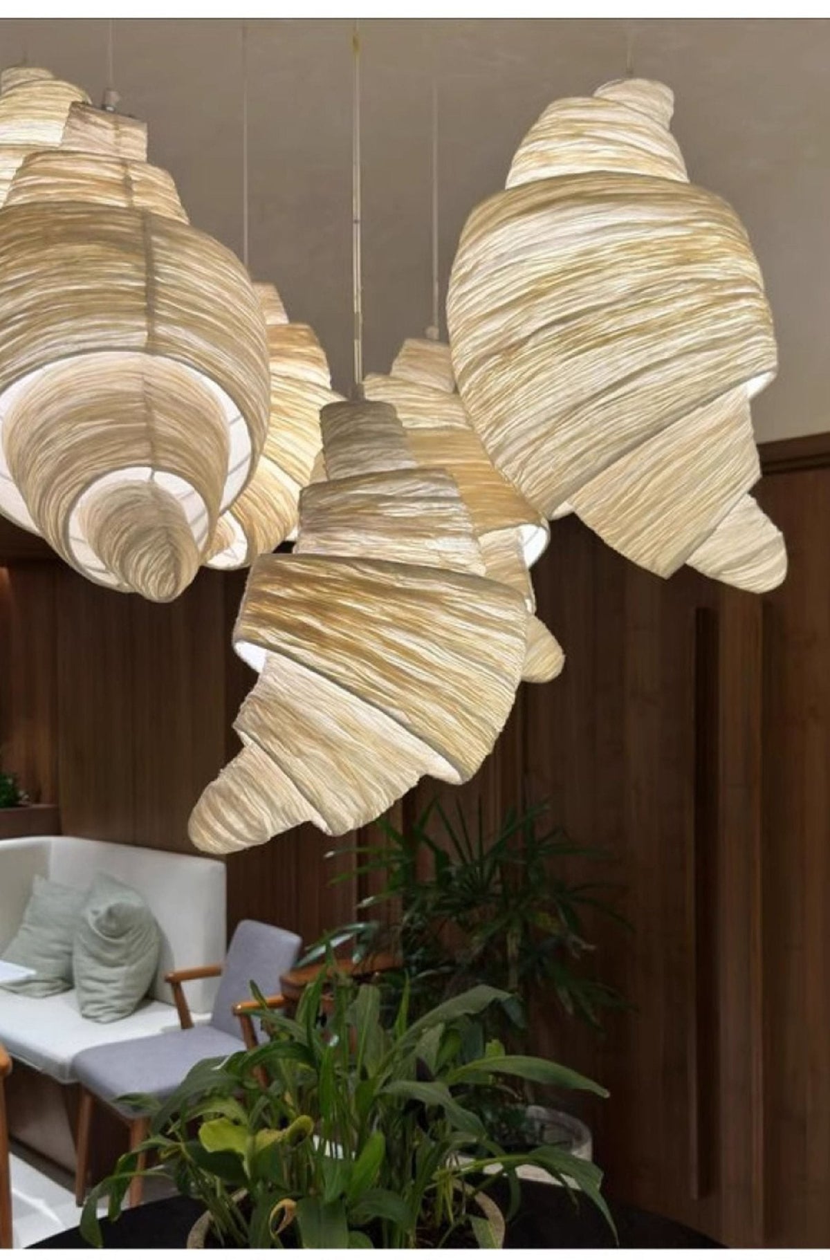 Croissant hanglamp van stof