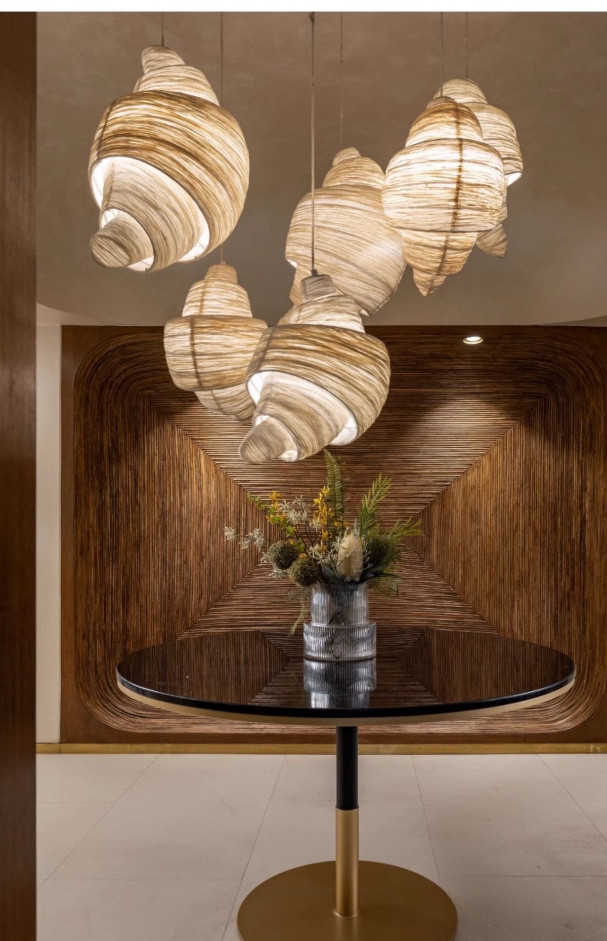 Croissant hanglamp van stof