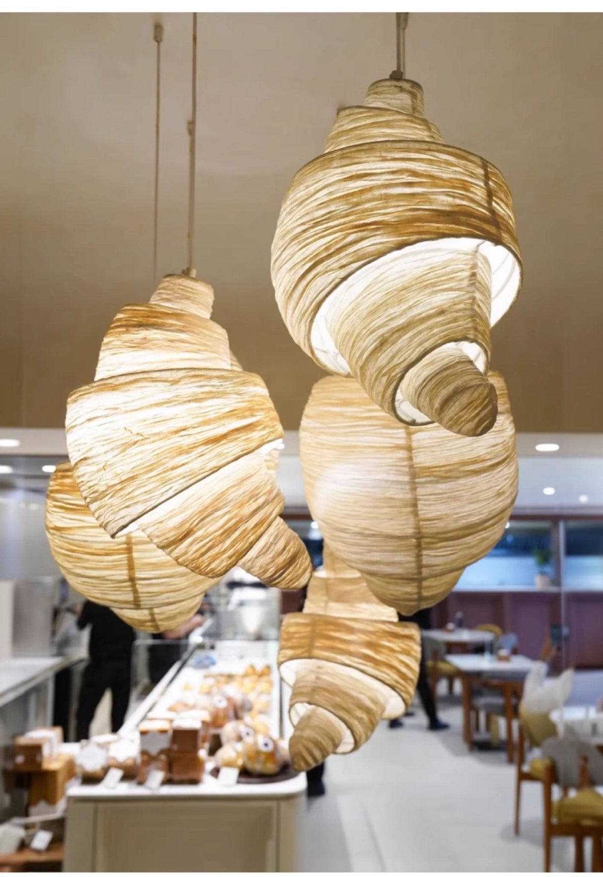 Croissant hanglamp van stof