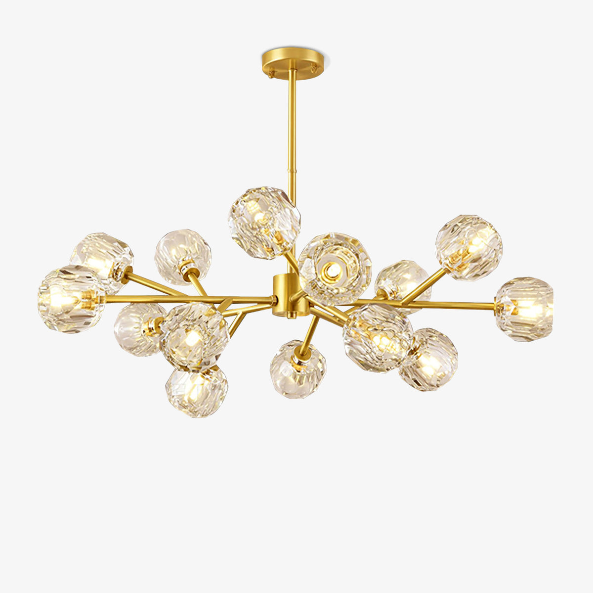 Thalyn hanglamp met kristallen bollen in messing
