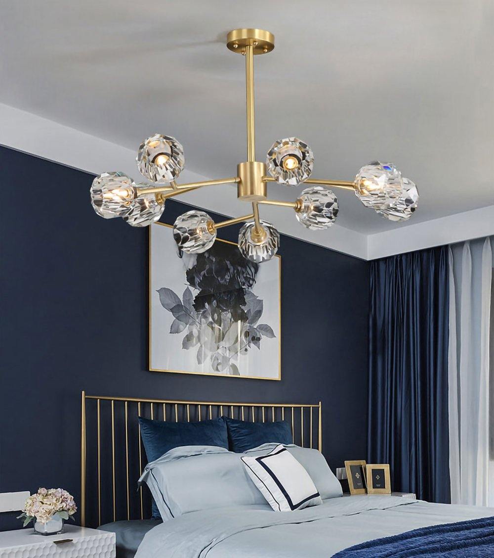 Thalyn hanglamp met kristallen bollen in messing