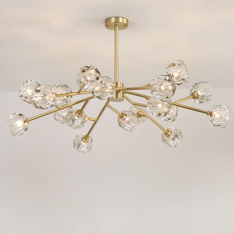 Thalyn hanglamp met kristallen bollen in messing