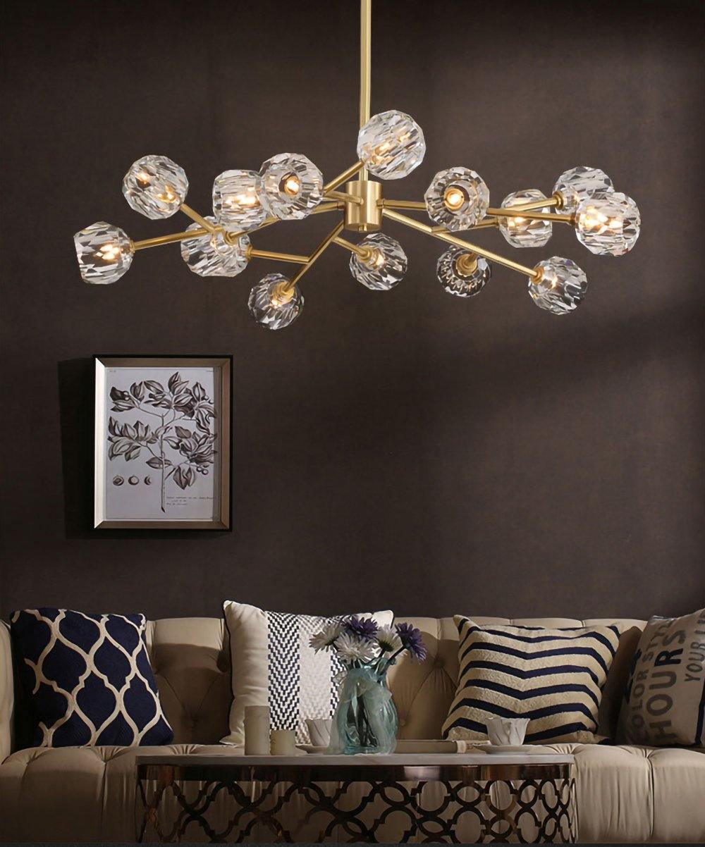 Thalyn hanglamp met kristallen bollen in messing