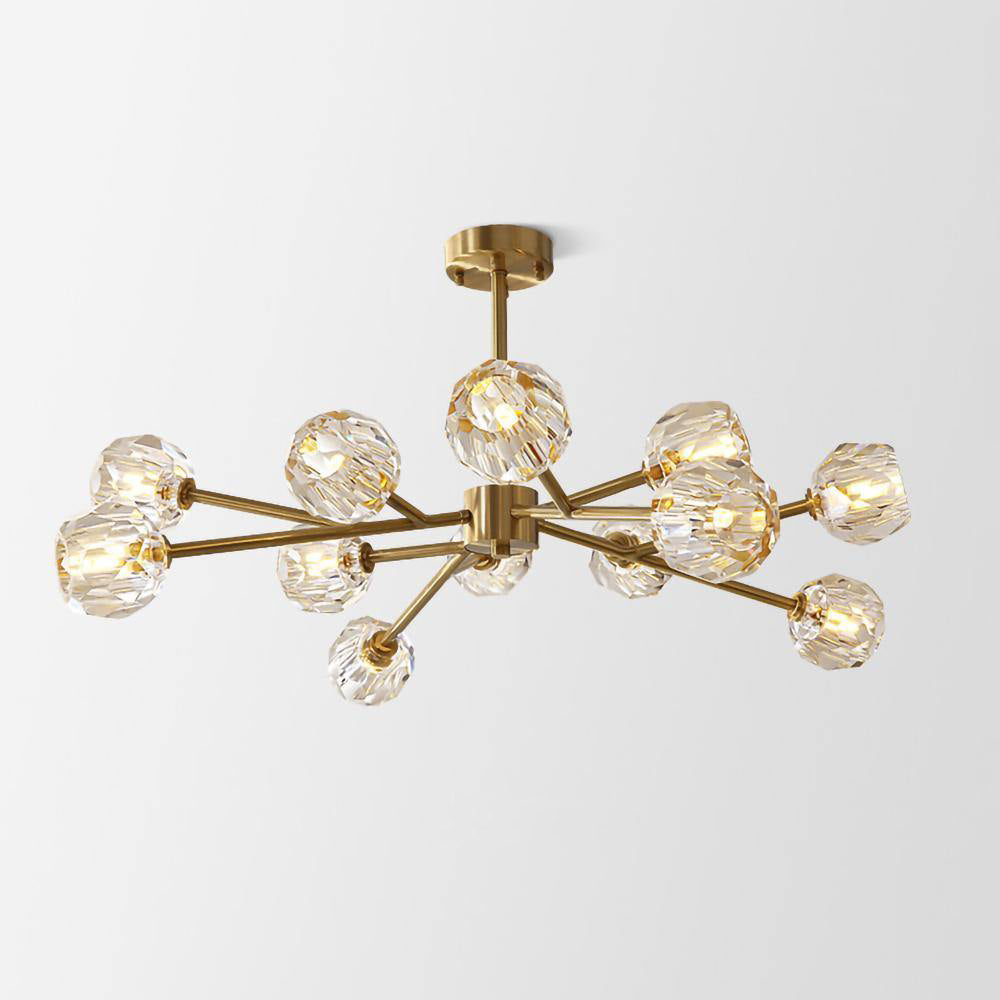 Thalyn hanglamp met kristallen bollen in messing
