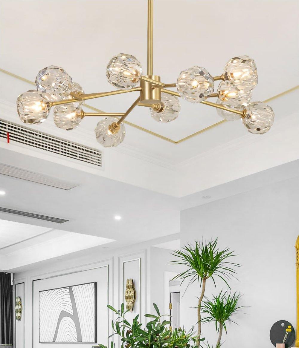 Thalyn hanglamp met kristallen bollen in messing