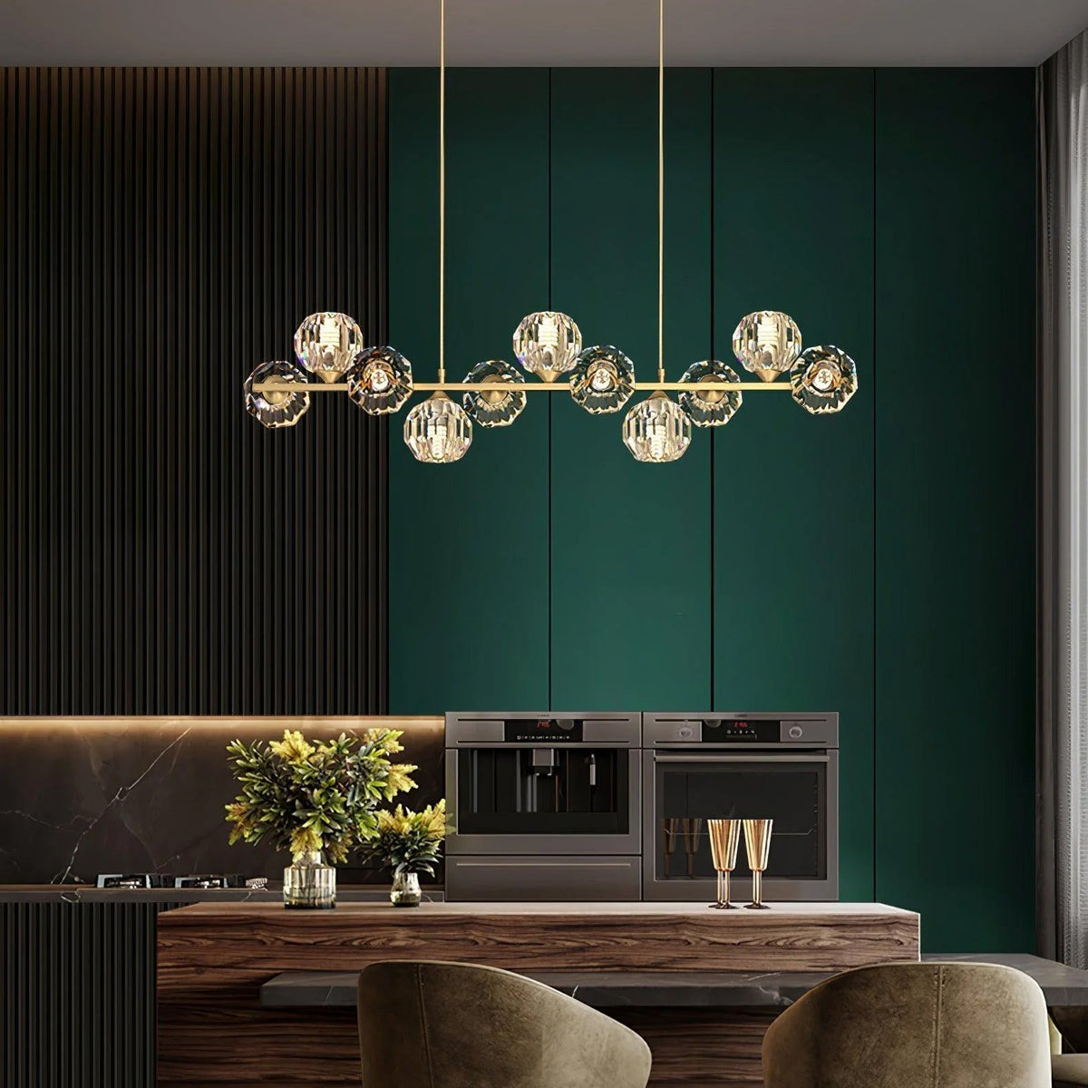 Drivel Postmodern luxe Kroonluchter met Kristallen glas en messing