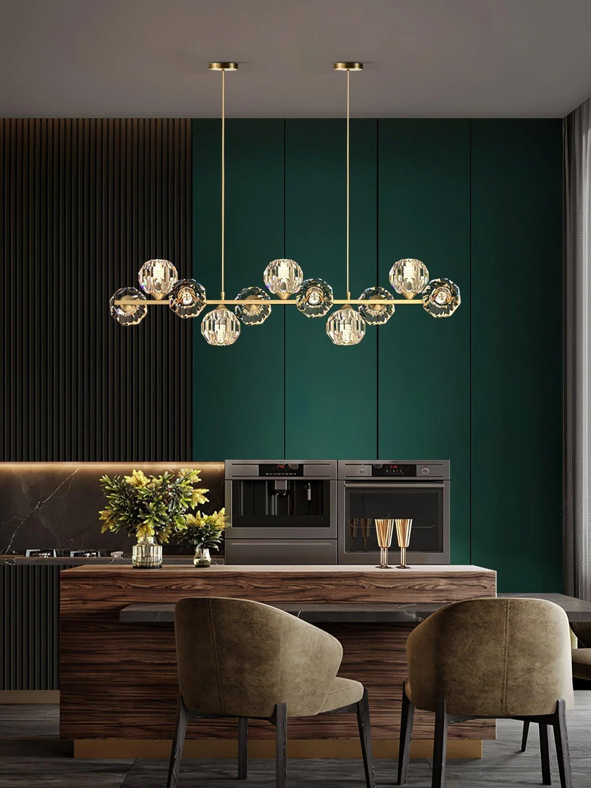 Drivel Postmodern luxe Kroonluchter met Kristallen glas en messing