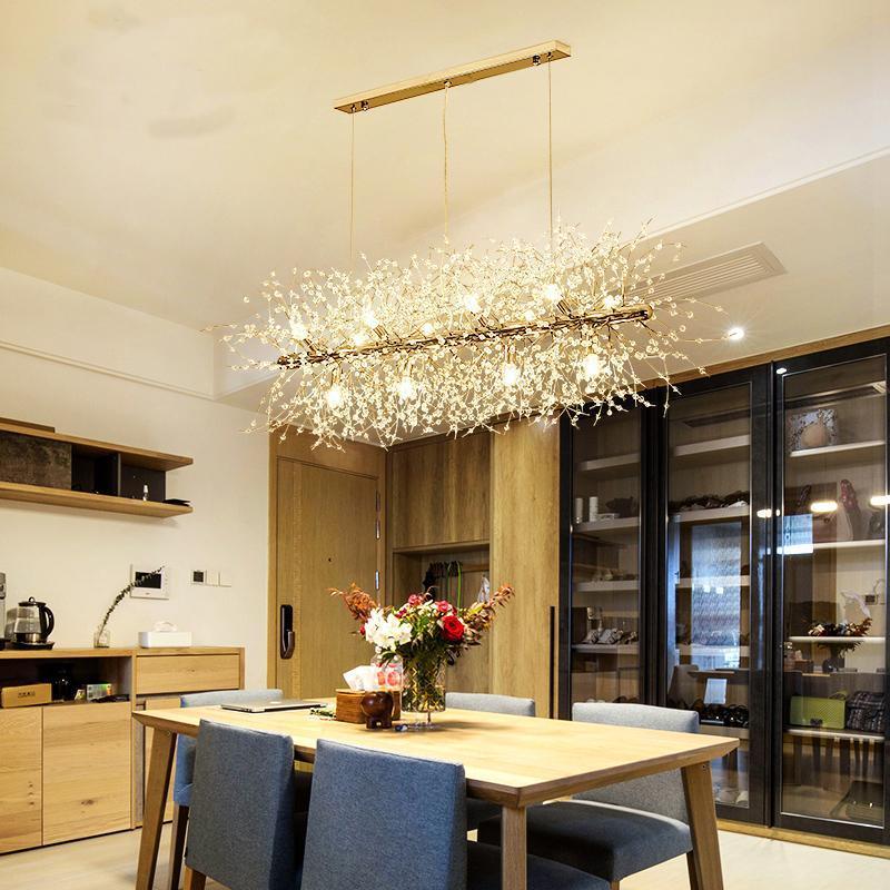Cir kroonluchter messing lineair kristallen takken
