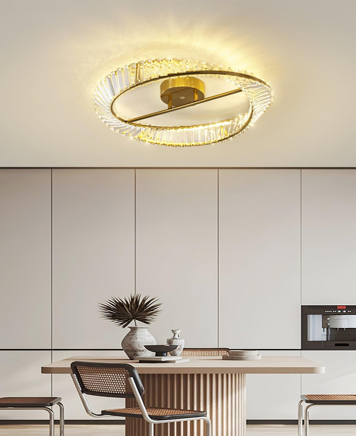 Elyaniella plafondlamp kristal Rings roestvrij staal
