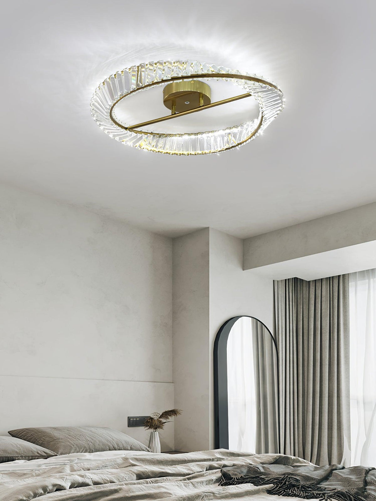 Elyaniella plafondlamp kristal Rings roestvrij staal