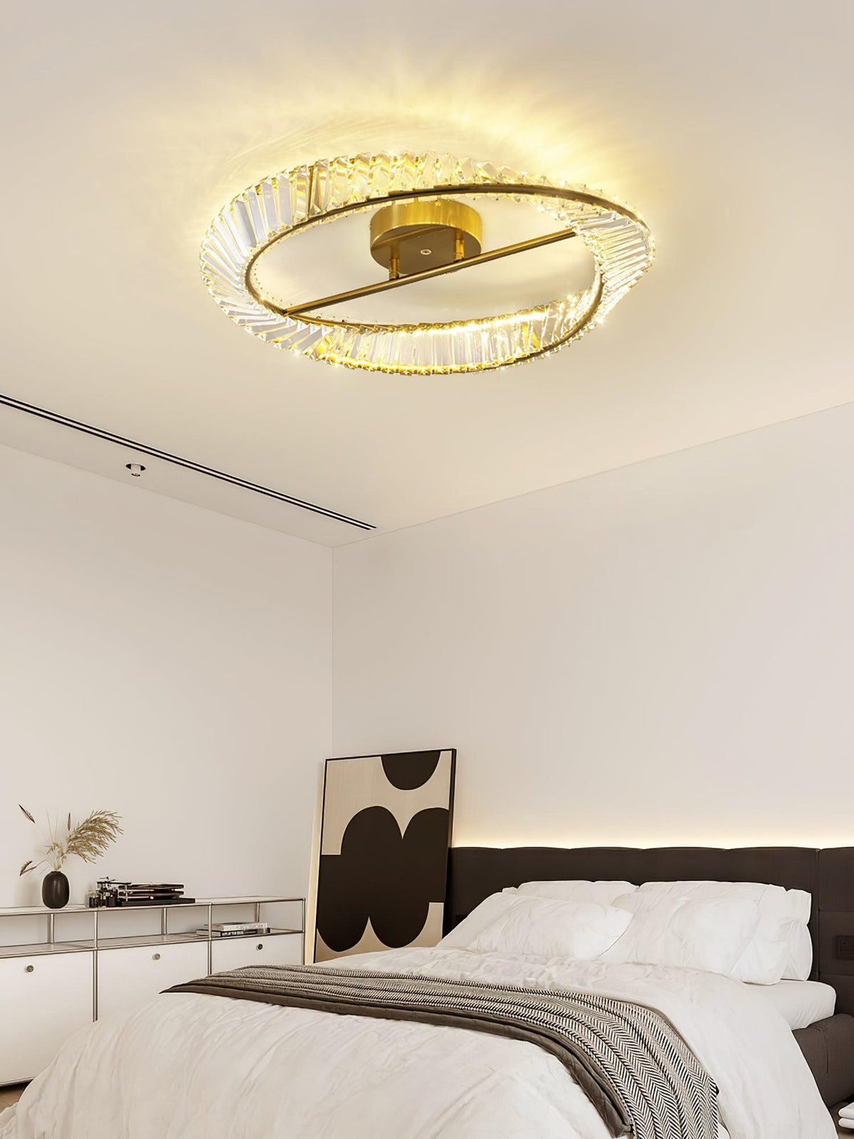 Elyaniella plafondlamp kristal Rings roestvrij staal
