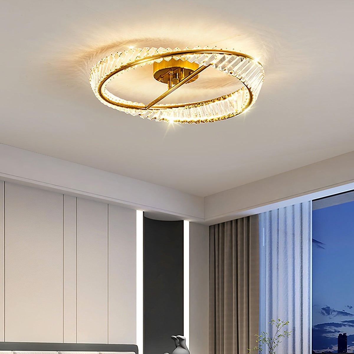 Elyaniella plafondlamp kristal Rings roestvrij staal