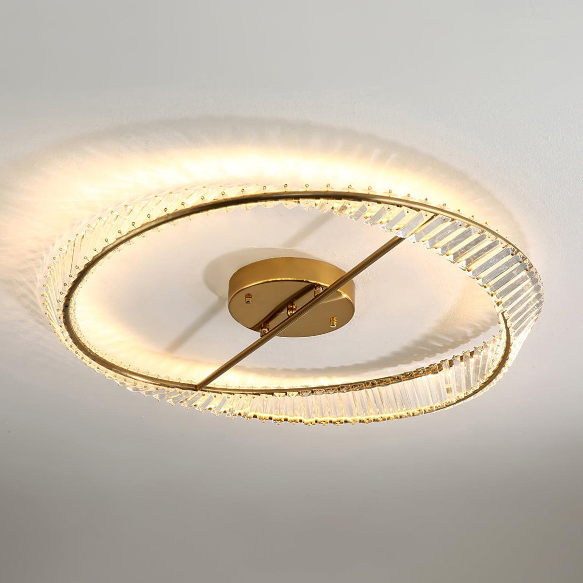 Elyaniella plafondlamp kristal Rings roestvrij staal