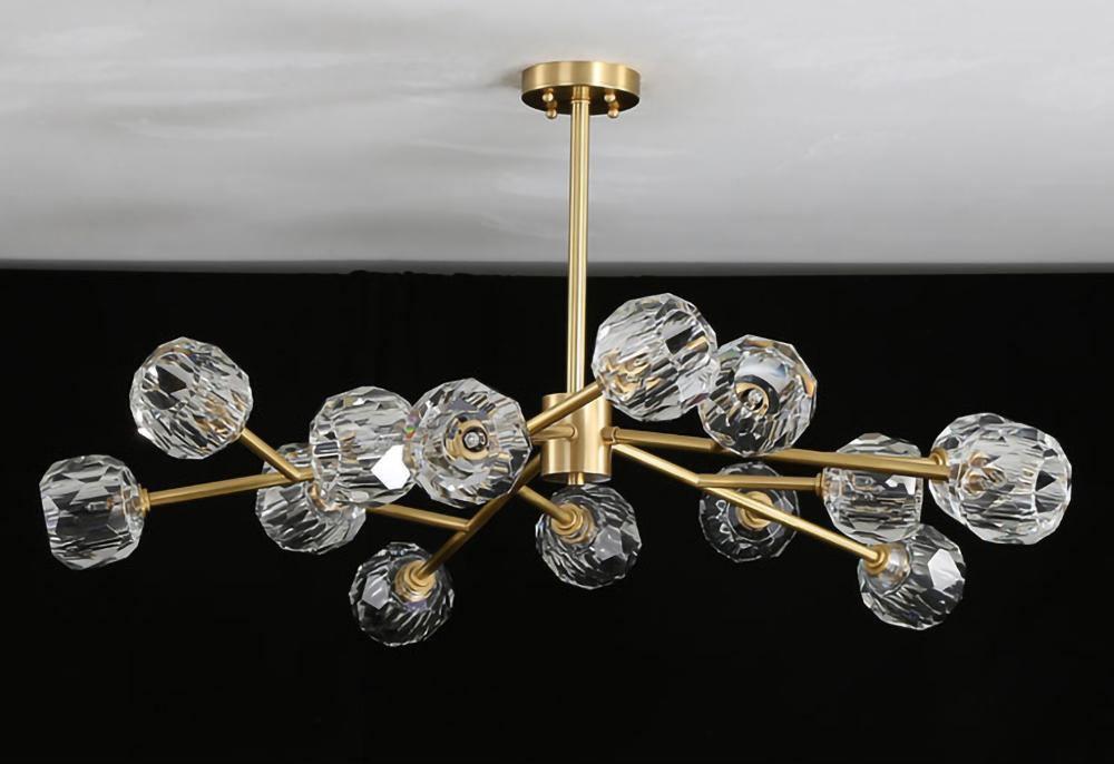 Thalyn hanglamp met kristallen bollen in messing