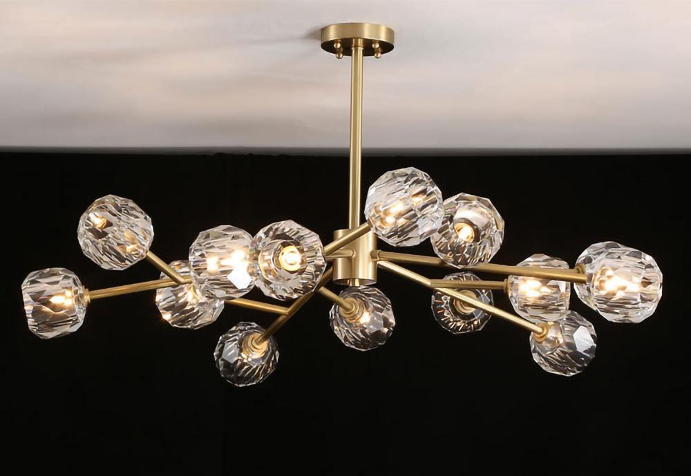 Thalyn hanglamp met kristallen bollen in messing