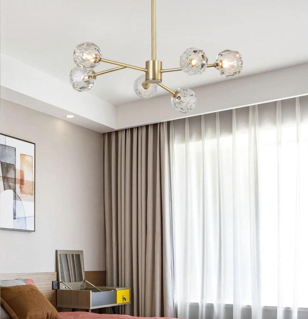 Thalyn hanglamp met kristallen bollen in messing