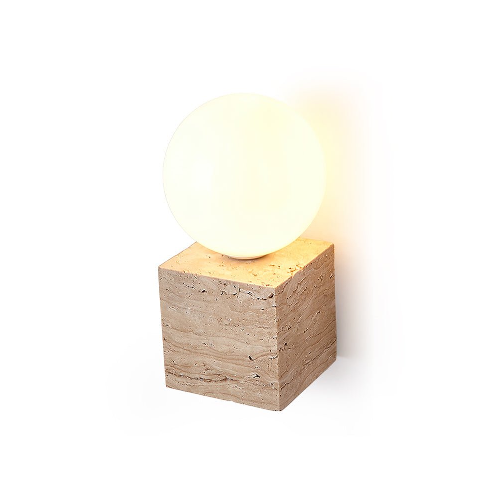 Eurlaean Cube-Base travertin wandlamp