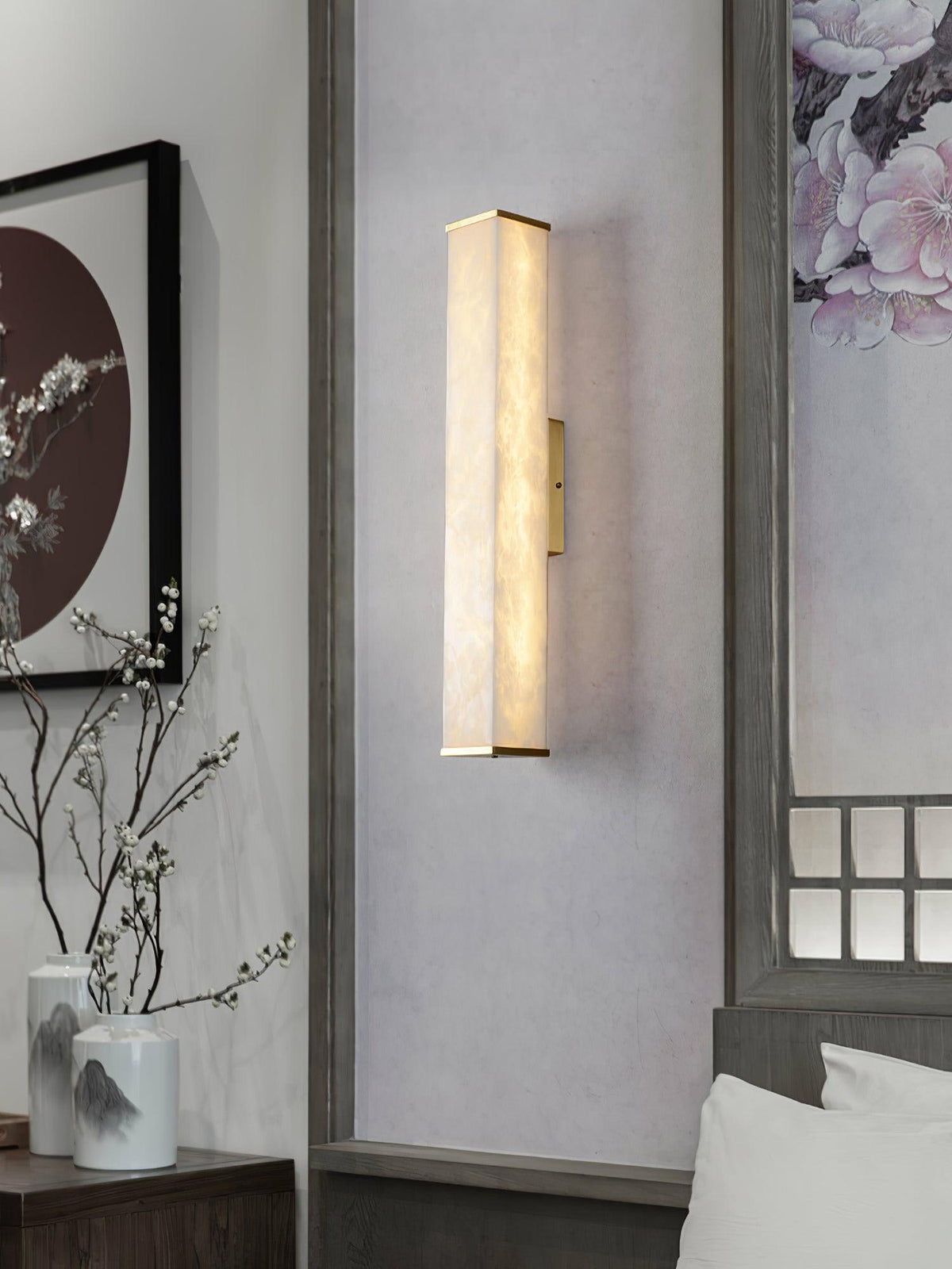 Vithaira albasten wandlamp