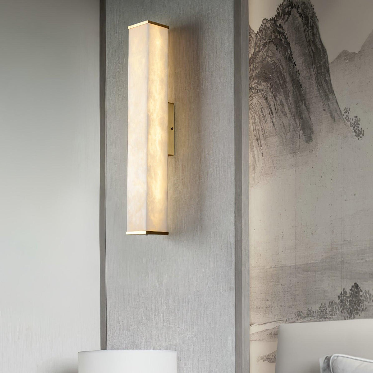 Vithaira albasten wandlamp
