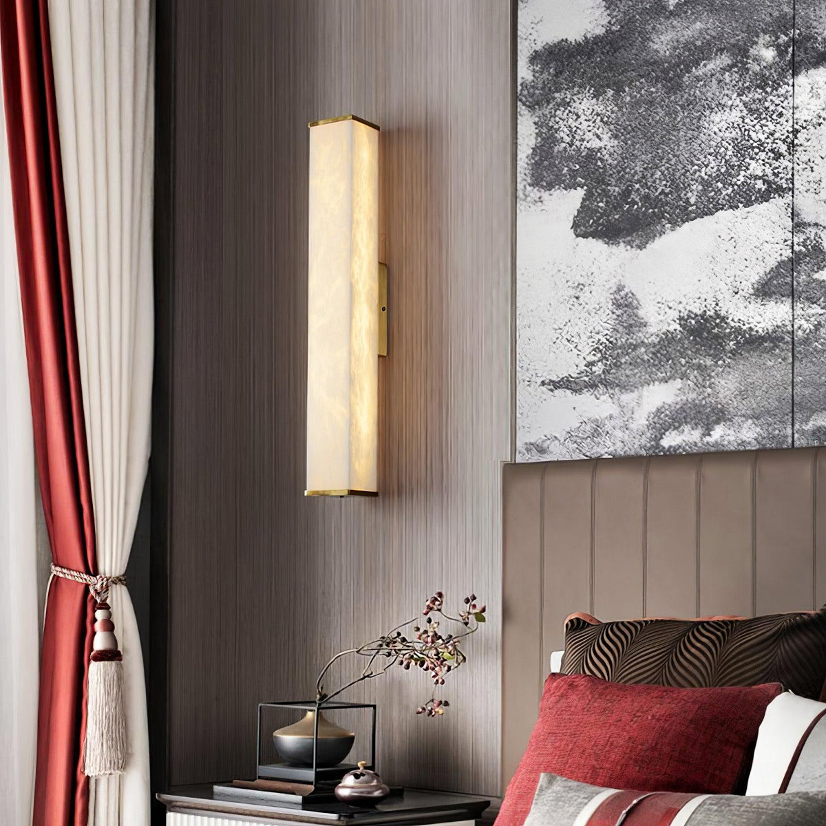 Vithaira albasten wandlamp
