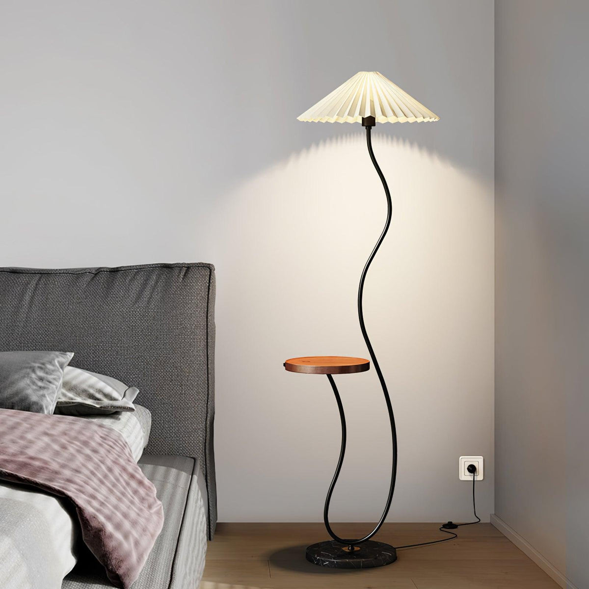 Ghel Minimalistische vloerlamp van hout