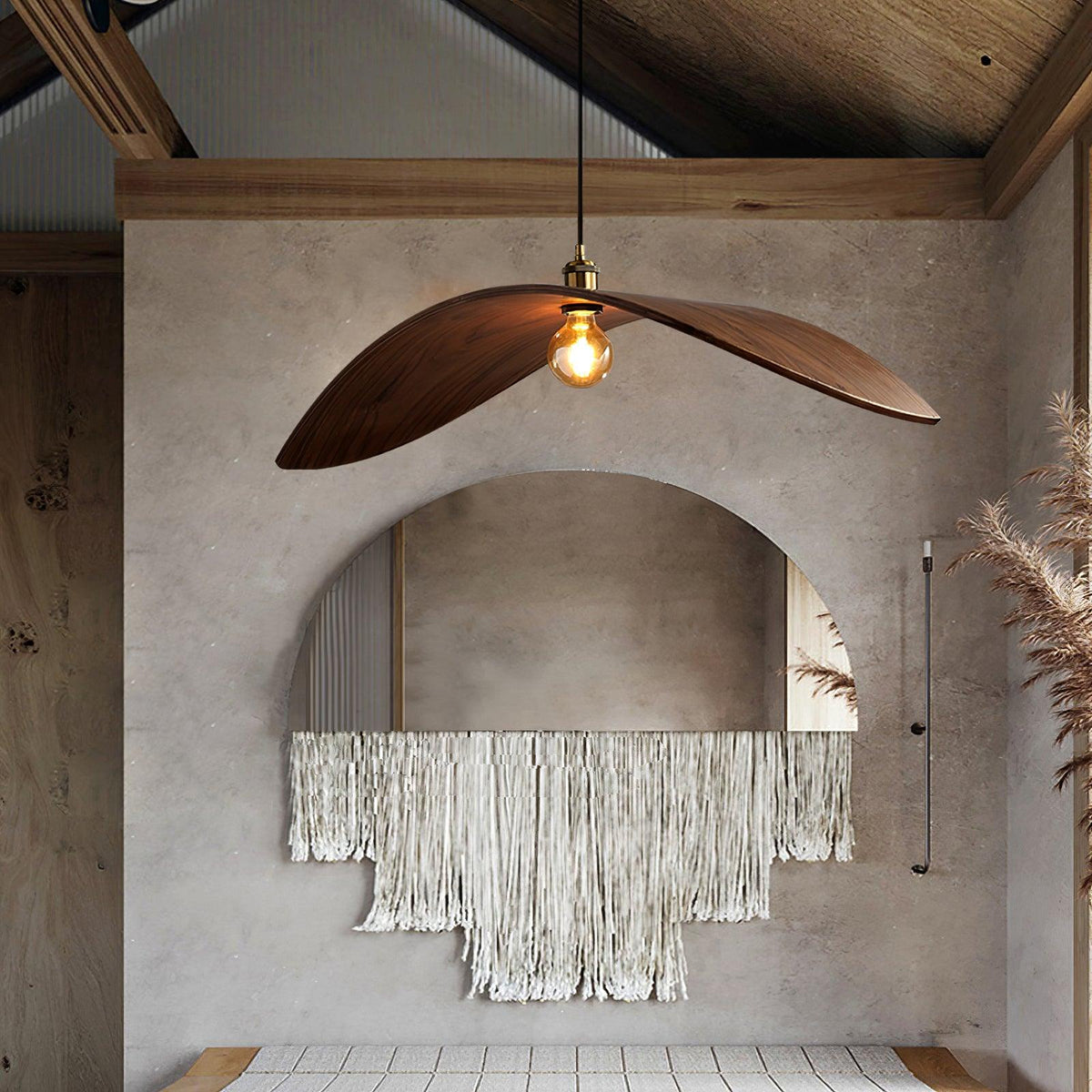 Palten Noordse kunst Houten hanglamp
