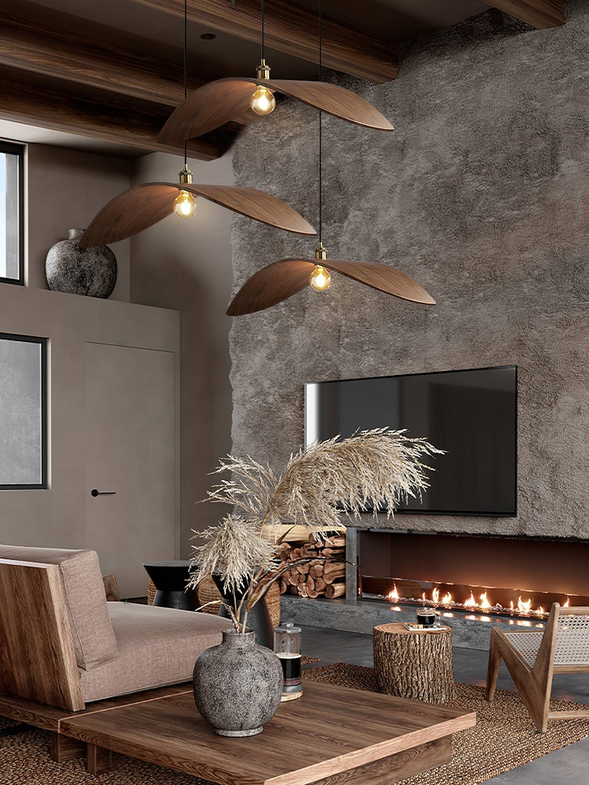Palten Noordse kunst Houten hanglamp
