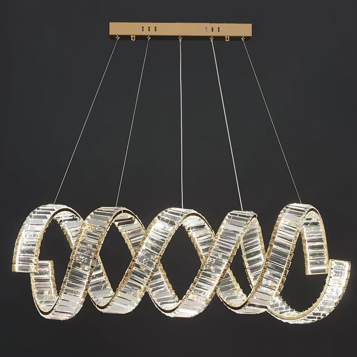 Luxielle Kroonluchter met gebogen LED-kristal luxueus