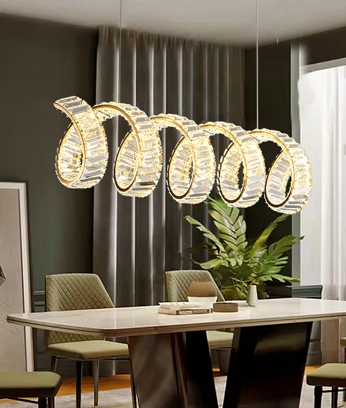 Luxielle Kroonluchter met gebogen LED-kristal luxueus