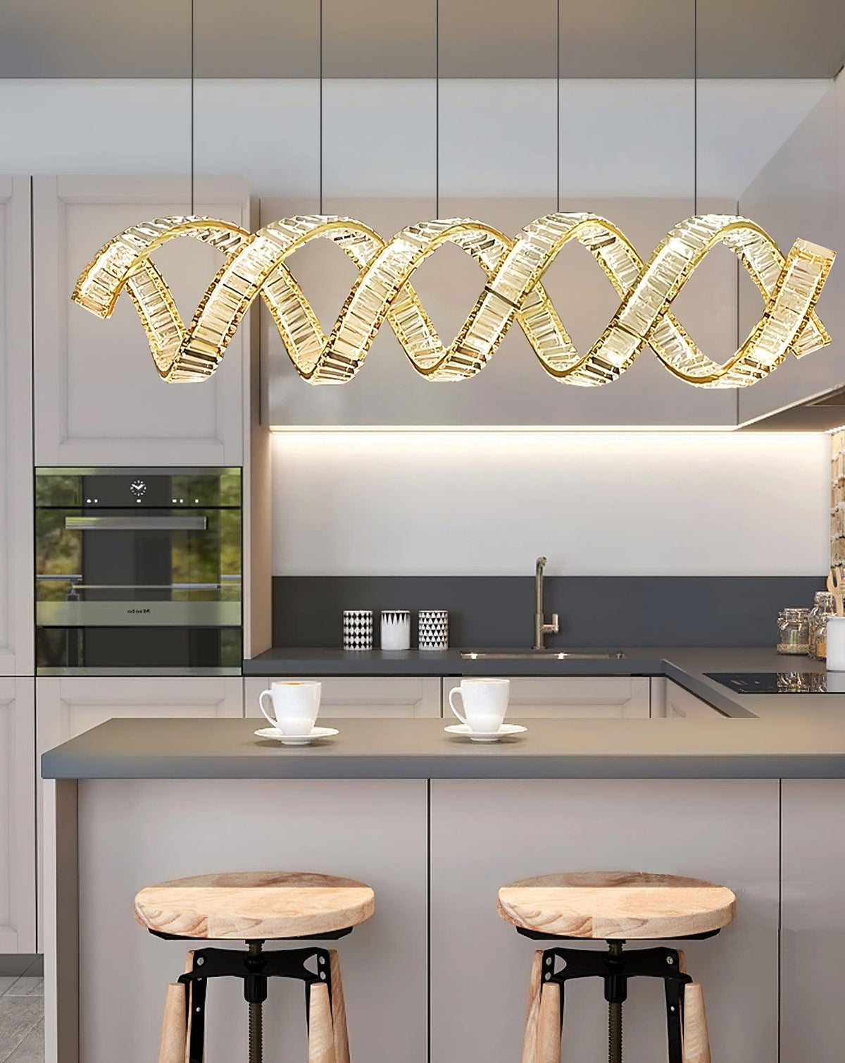 Luxielle Kroonluchter met gebogen LED-kristal luxueus