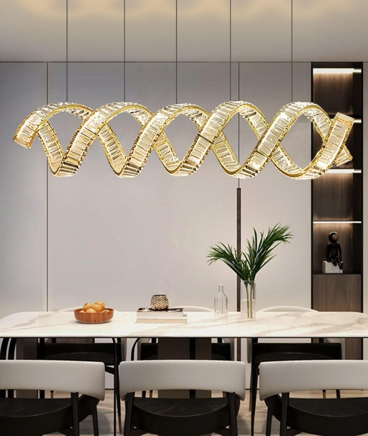 Luxielle Kroonluchter met gebogen LED-kristal luxueus