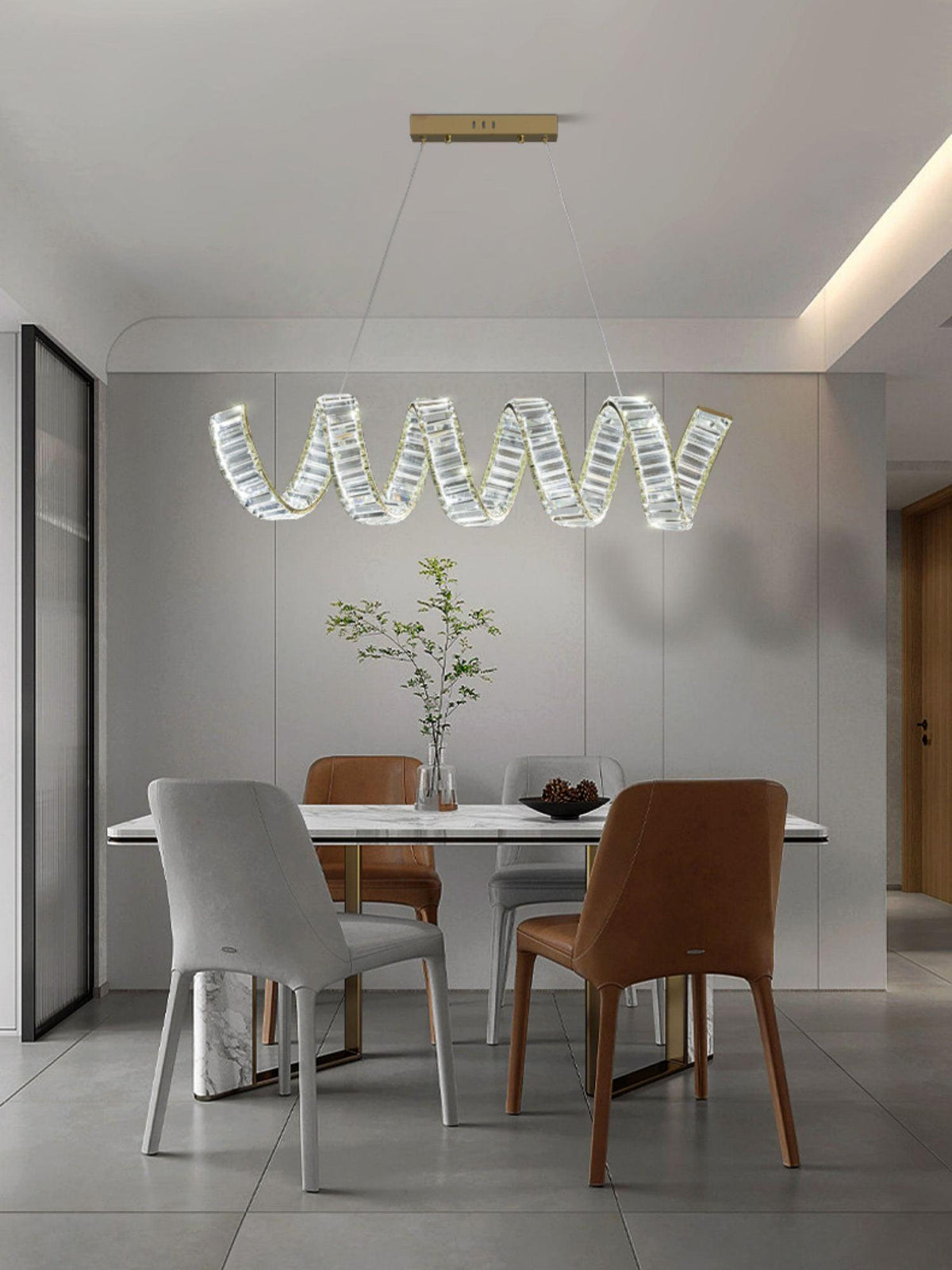 Luxielle Kroonluchter met gebogen LED-kristal luxueus