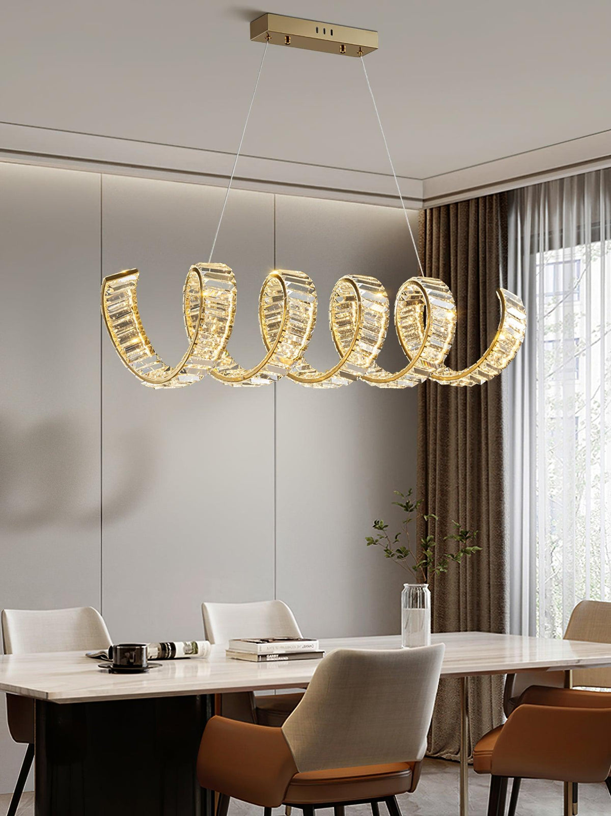 Luxielle Kroonluchter met gebogen LED-kristal luxueus