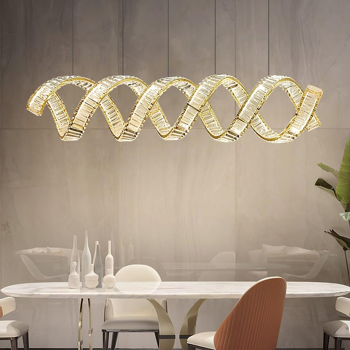 Luxielle Kroonluchter met gebogen LED-kristal luxueus
