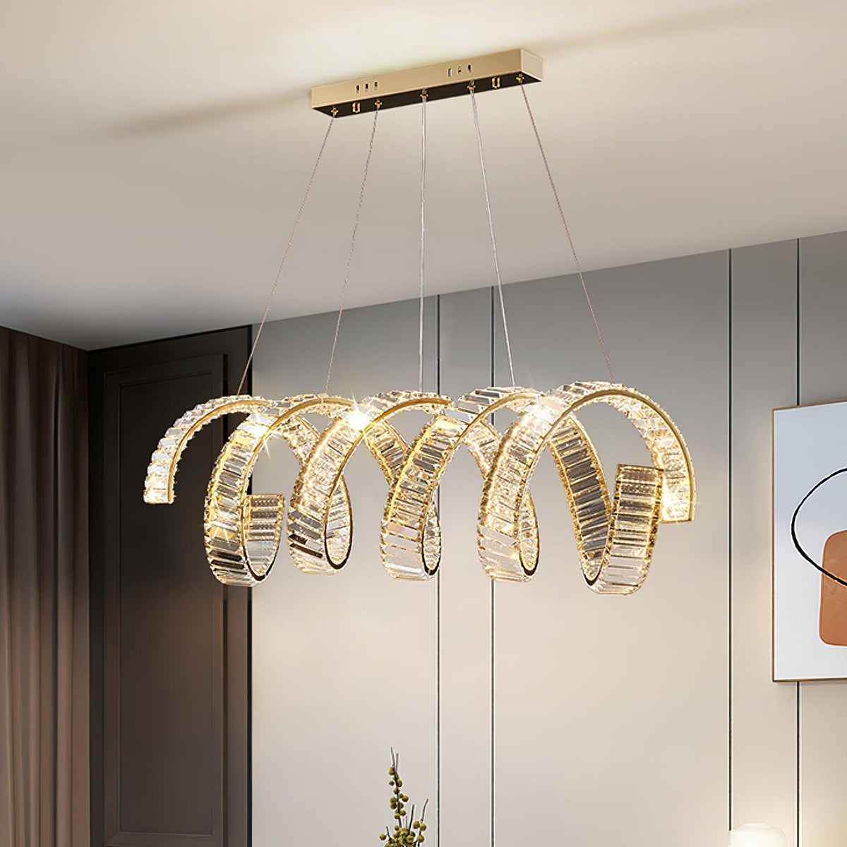 Luxielle Kroonluchter met gebogen LED-kristal luxueus