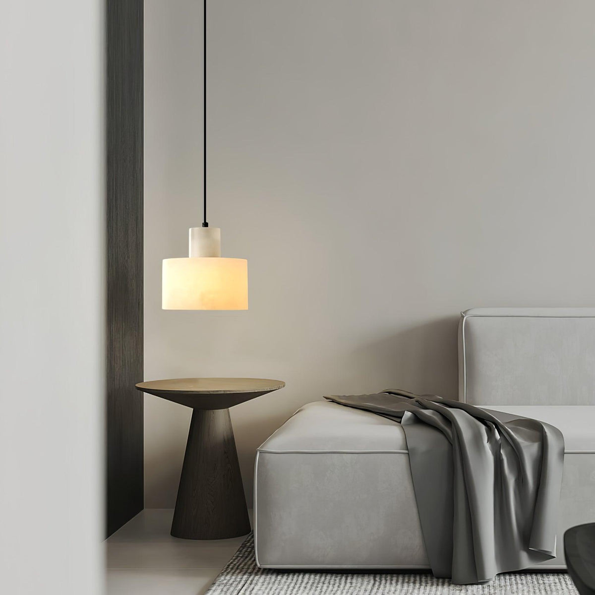 Moderne hanglamp van albast met dubbele cilindervorm
