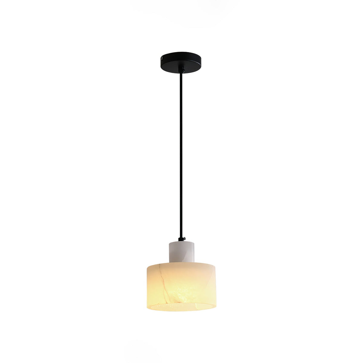 Moderne hanglamp van albast met dubbele cilindervorm