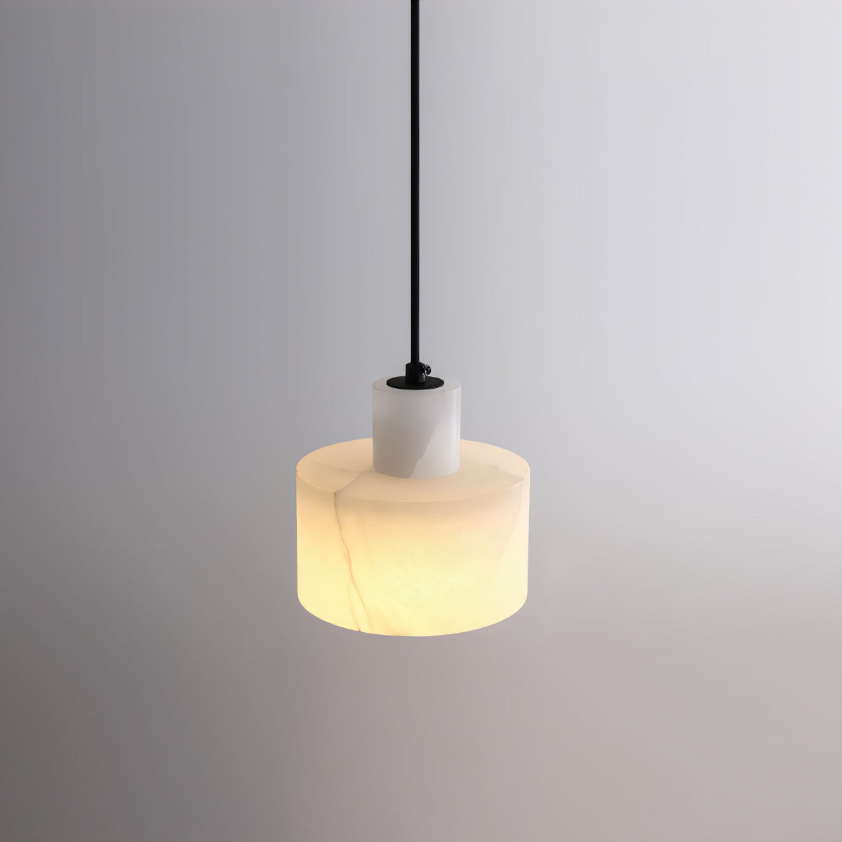 Moderne hanglamp van albast met dubbele cilindervorm