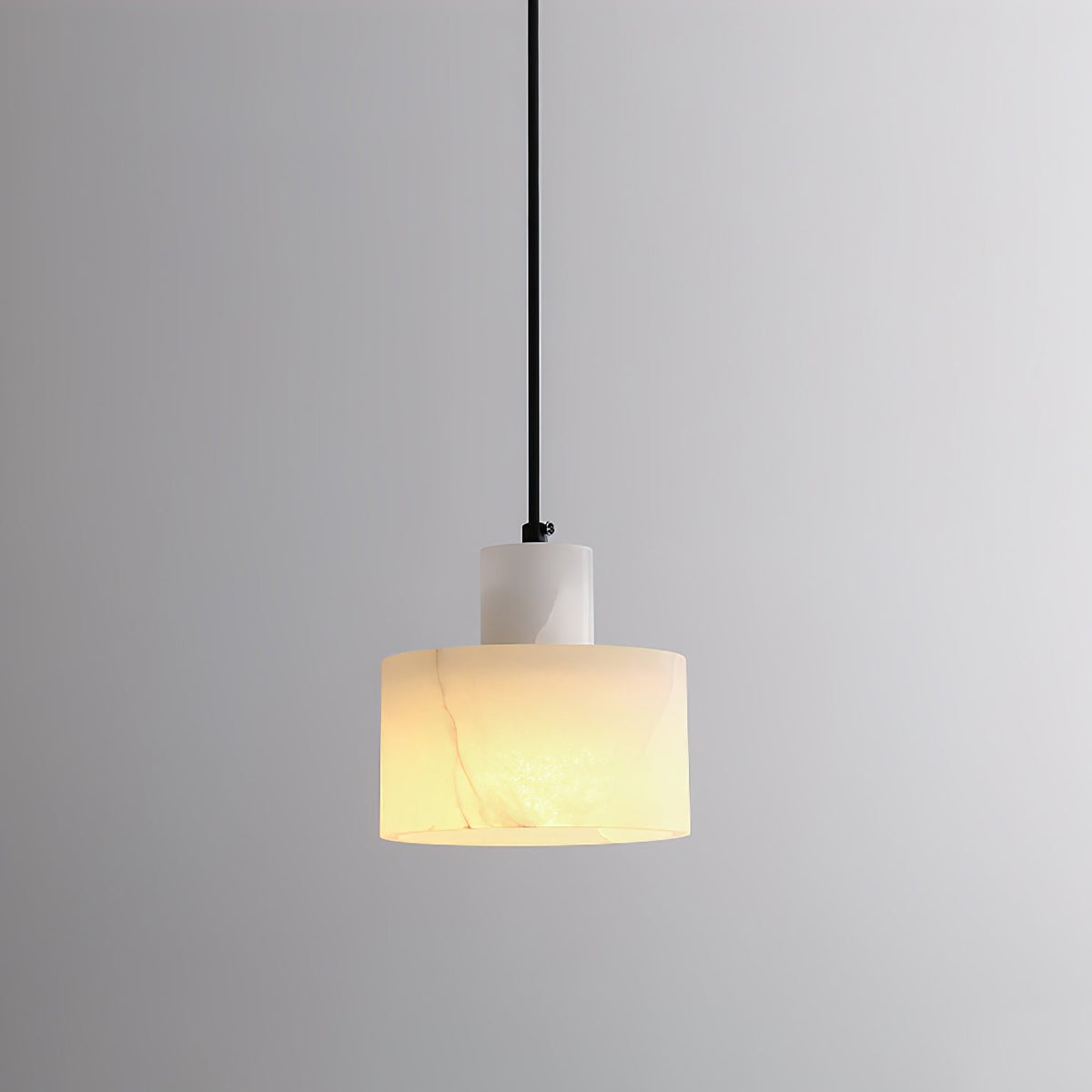 Moderne hanglamp van albast met dubbele cilindervorm