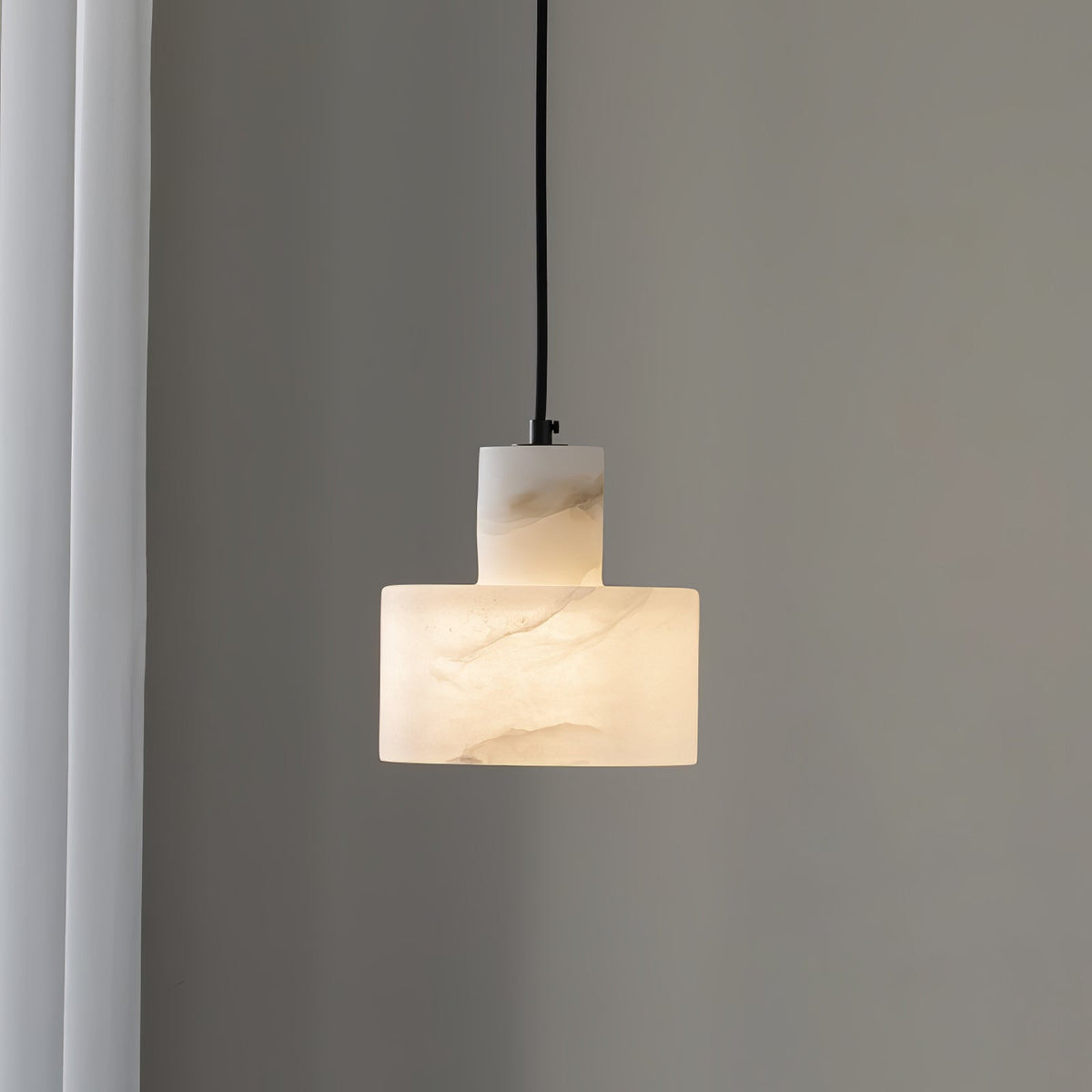 Moderne hanglamp van albast met dubbele cilindervorm