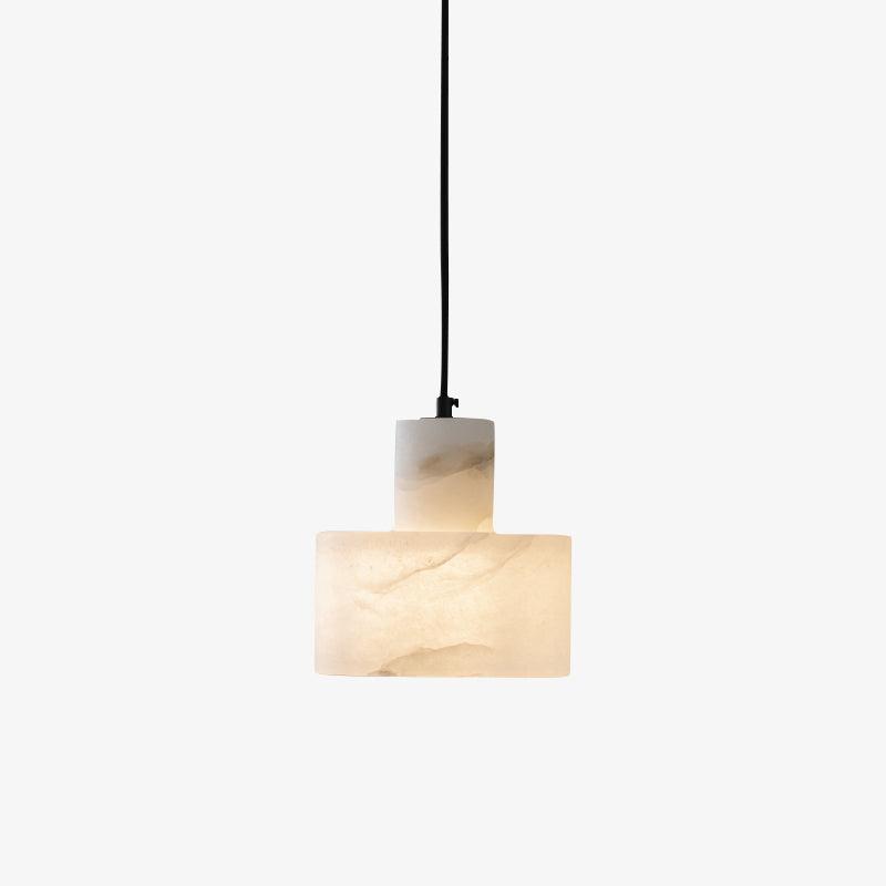 Moderne hanglamp van albast met dubbele cilindervorm