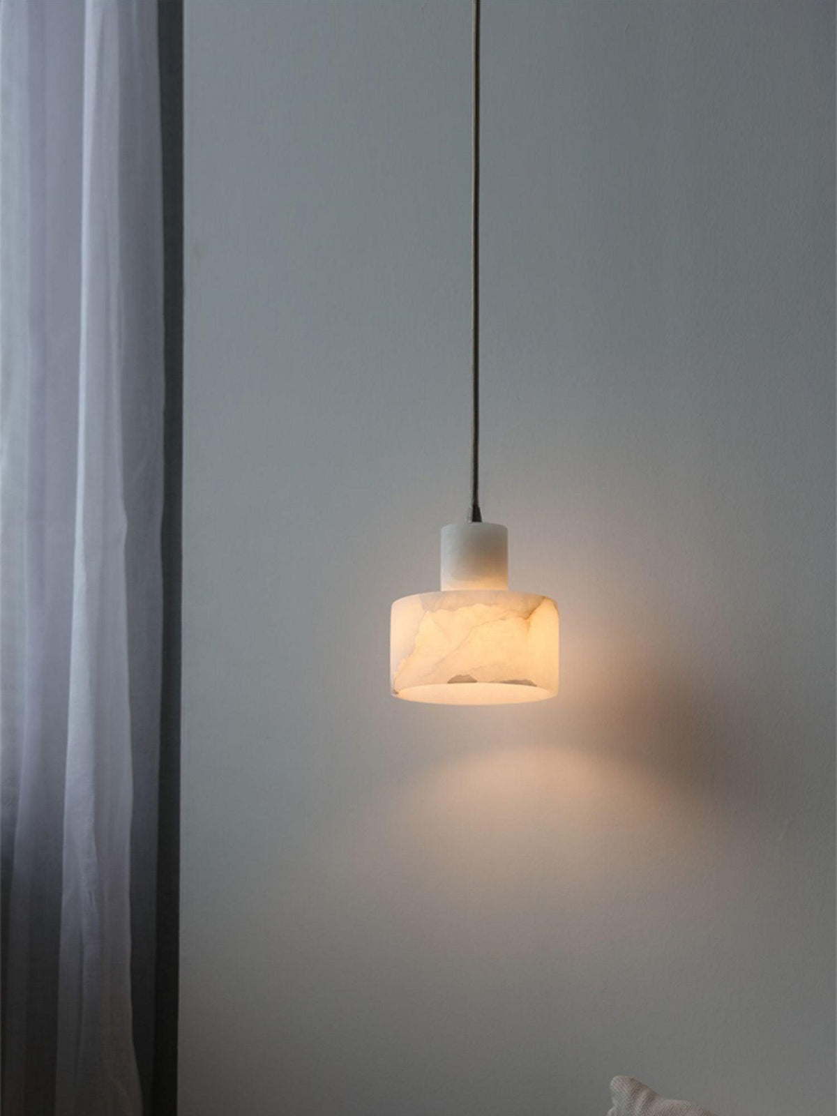 Moderne hanglamp van albast met dubbele cilindervorm